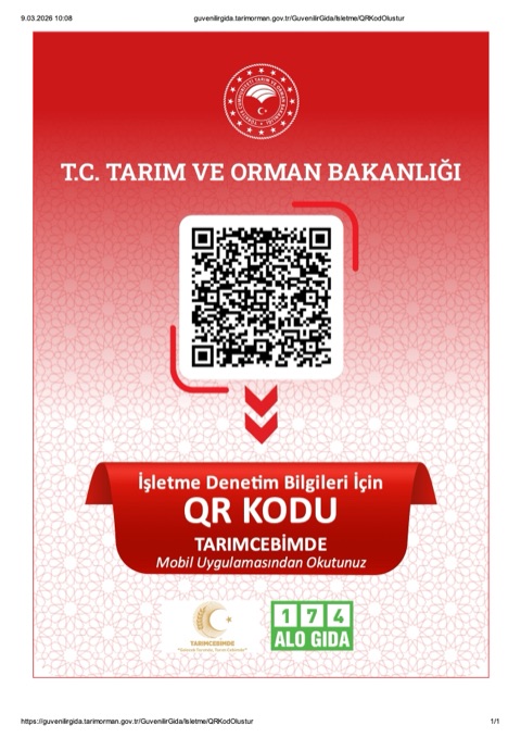 Güvenilir Gıda işletme denetim bilgileri QR kodu
